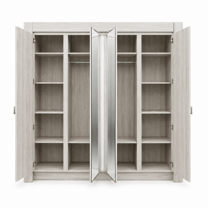 Pan Home Athenas 4-Door Mirrored Wardrobe – Light Maple - Al Thahani Furniture