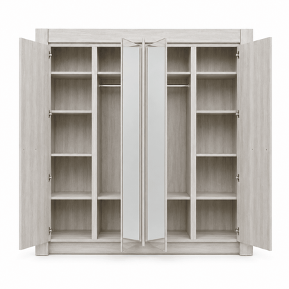Pan Home Athenas 4-Door Mirrored Wardrobe – Light Maple - Al Thahani Furniture