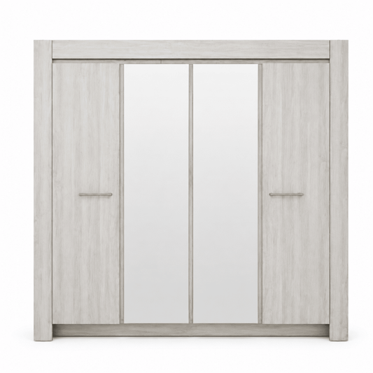 Pan Home Athenas 4-Door Mirrored Wardrobe – Light Maple - Al Thahani Furniture