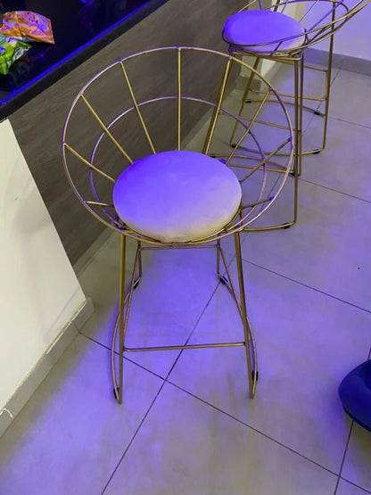 Pan Home Bar Chair | Luxe Gold & Beige Accent Throne - althahanifurniture