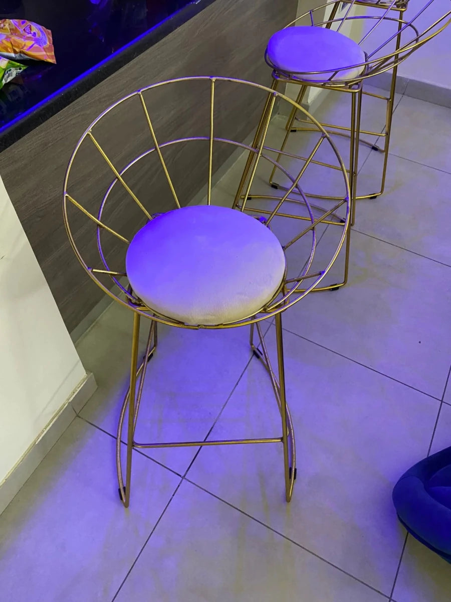 Pan Home Bar Chair | Luxe Gold & Beige Accent Throne - althahanifurniture