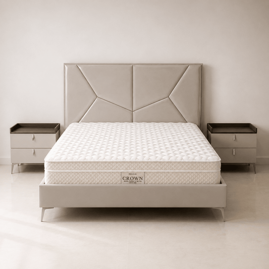 PAN Home Carmona 6-Piece King Bedroom Set with 2 USB Chargers | Grey, 180x200 cm - Al Thahani Furniture
