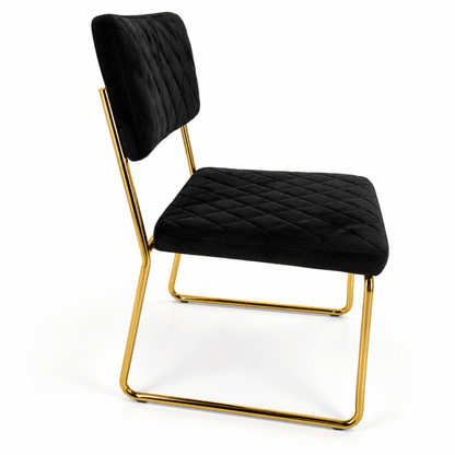 PAN Home CIYAN 8-Seater Black & Gold Glass Dining Table with 8 Upholstered Dining Chairs - Al Thahani Furniture