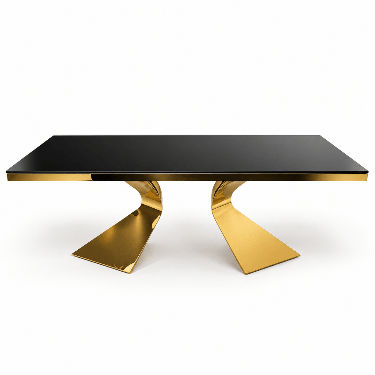 PAN Home CIYAN 8-Seater Black & Gold Glass Dining Table with 8 Upholstered Dining Chairs - Al Thahani Furniture