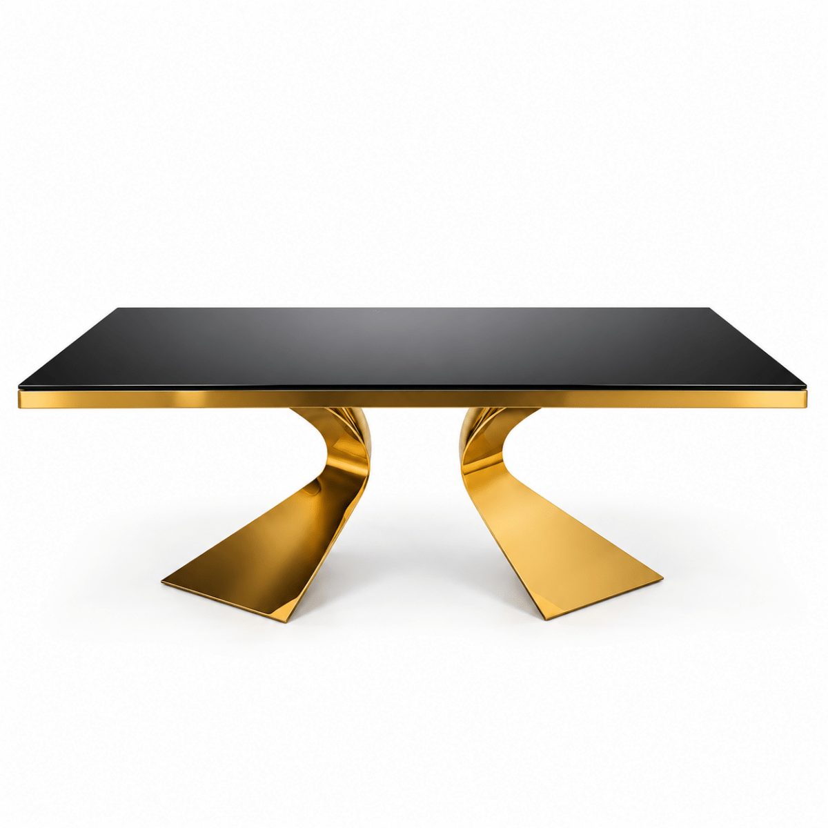 PAN Home CIYAN 8-Seater Black & Gold Glass Dining Table with 8 Upholstered Dining Chairs - Al Thahani Furniture