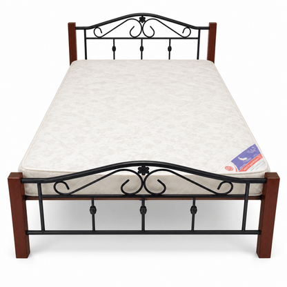 PAN Home Classic Metal Bed with Mattress – Black & Brown – 120 × 190 cm - Al Thahani Furniture