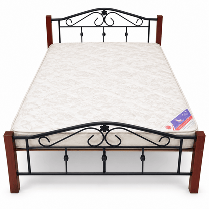 PAN Home Classic Metal Bed with Mattress – Black & Brown – 120 × 190 cm - Al Thahani Furniture