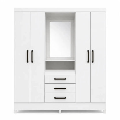 Pan Home Clean 4-Door Wardrobe with 3 Drawers & Mirror | White - used 8 months - Al Thahani Furniture