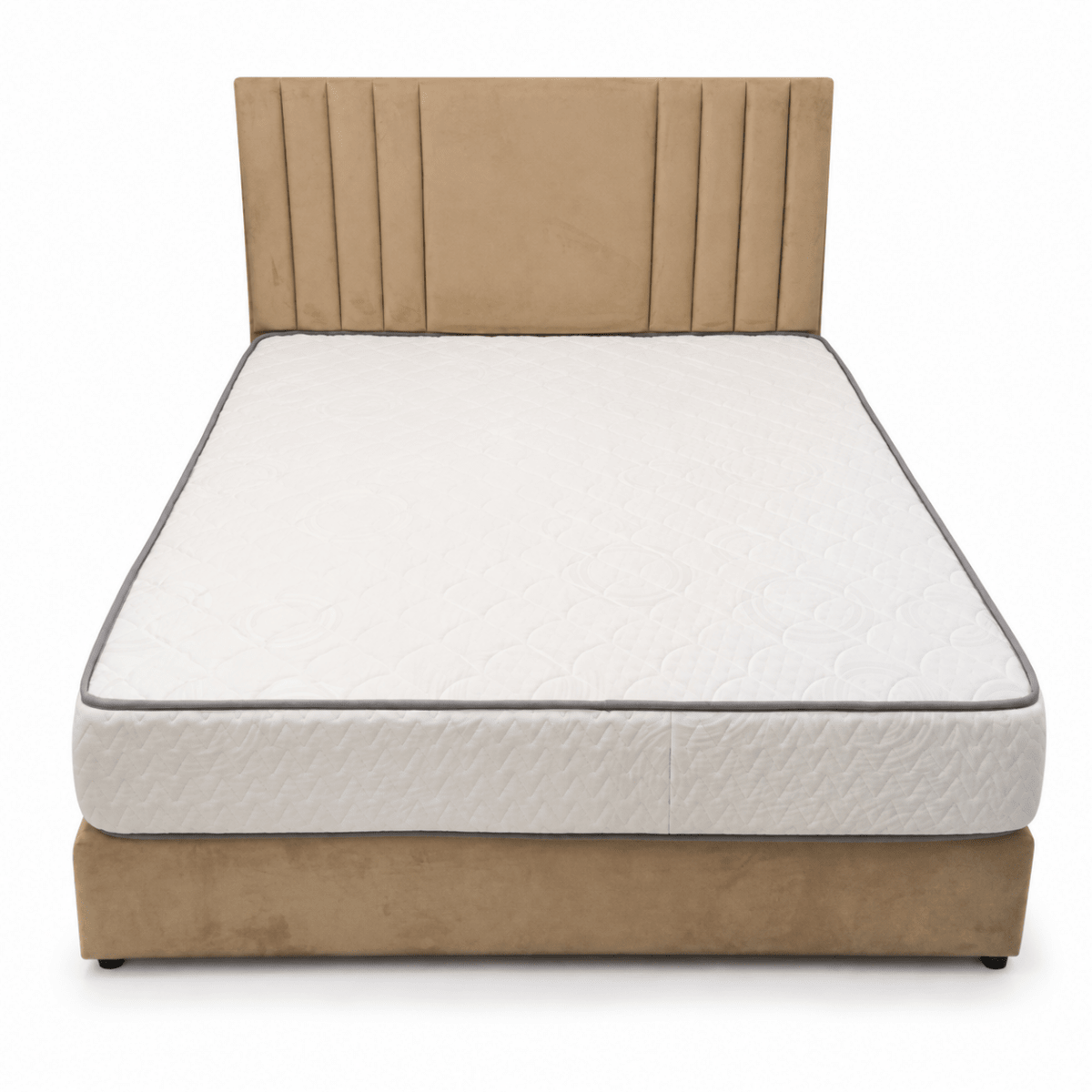 Pan Home Comfort 160 × 200 cm Upholstered Bed with Mattress | Beige - Al Thahani Furniture