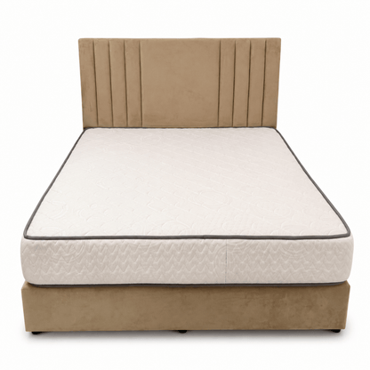 Pan Home Comfort 160 × 200 cm Upholstered Bed with Mattress | Beige - Al Thahani Furniture