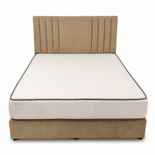 Pan Home Comfort 160 × 200 cm Upholstered Bed with Mattress | Beige - Al Thahani Furniture
