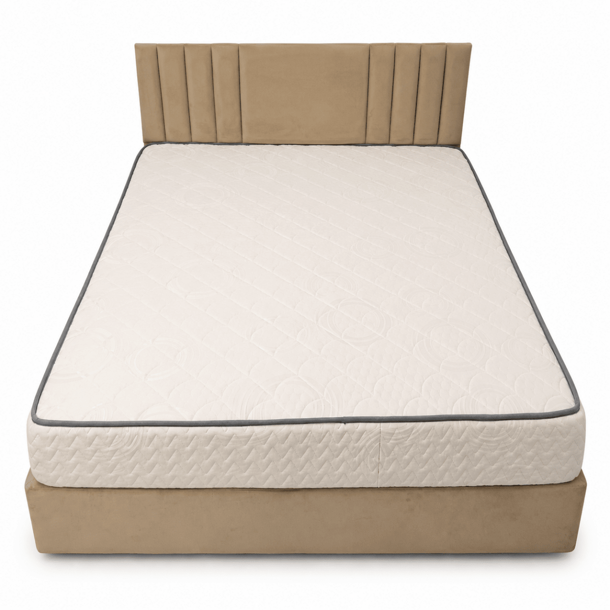 Pan Home Comfort 160 × 200 cm Upholstered Bed with Mattress | Beige - Al Thahani Furniture