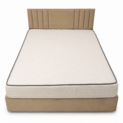Pan Home Comfort 160 × 200 cm Upholstered Bed with Mattress | Beige - Al Thahani Furniture