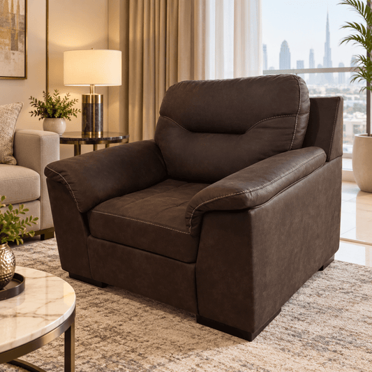 PAN Home Freeport Single Seater Sofa – Choco Brown – 105 × 87 × 88 cm - Al Thahani Furniture