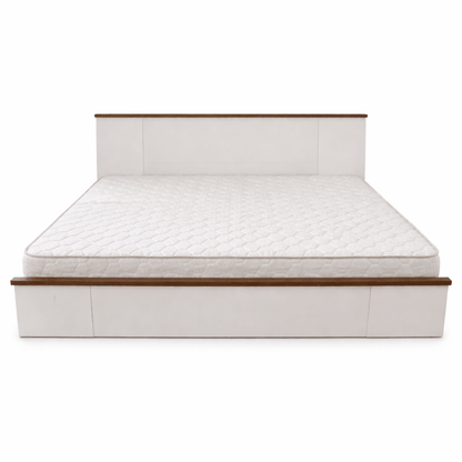 Pan Home King Bed & Mattress Set – Sleek White Wood Frame – 180x200 cm - althahanifurniture