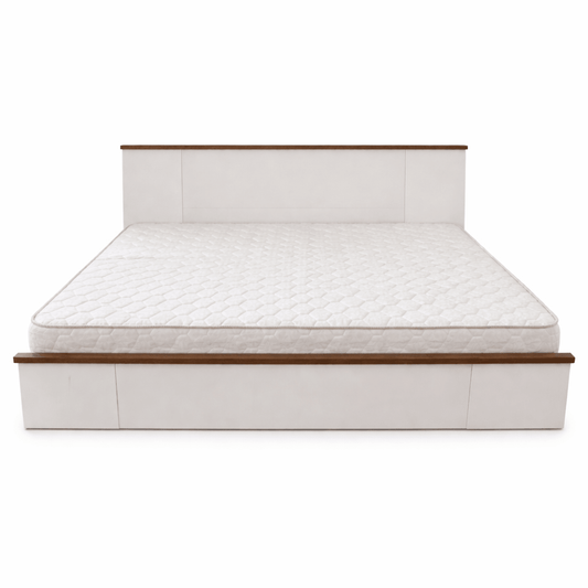 Pan Home King Bed & Mattress Set – Sleek White Wood Frame – 180x200 cm - althahanifurniture