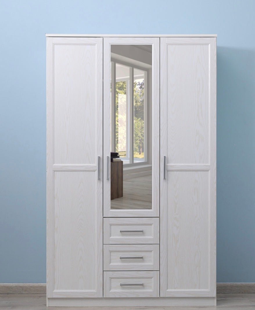 Pan Home Malmo 3 - Door Wardrobe – 125 cm, White - althahanifurniture