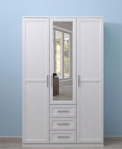 Pan Home Malmo 3 - Door Wardrobe – 125 cm, White - althahanifurniture