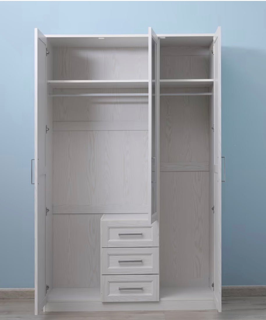 Pan Home Malmo 3 - Door Wardrobe – 125 cm, White - althahanifurniture