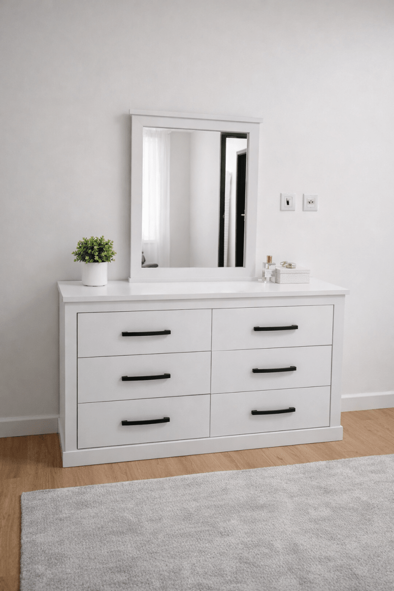 Pan Home Modern King Bedroom Set – White Storage Headboard – 4 - Piece Suite – King Size (180x200 cm) - althahanifurniture