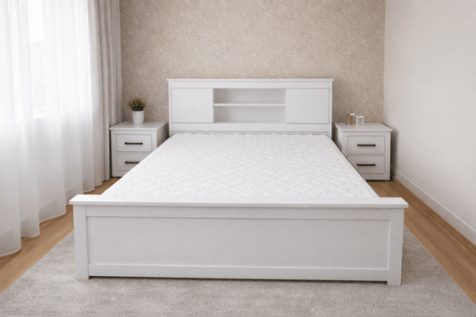 Pan Home Modern King Bedroom Set – White Storage Headboard – 4 - Piece Suite – King Size (180x200 cm) - althahanifurniture