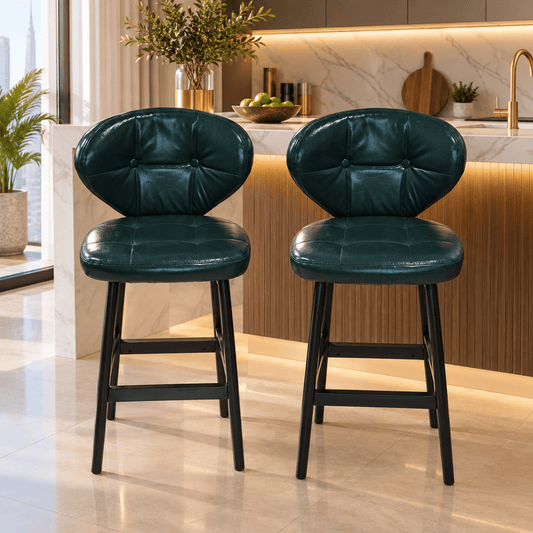 PAN Home NEVA Green Tufted Bar Stools – Set of 2 – 45 × 44 × 86 cm Each - Al Thahani Furniture