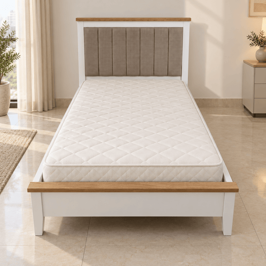 PAN Home ROSEFIELD Kids Bed with Mattress – White & Oak – 120 × 200 cm - Al Thahani Furniture