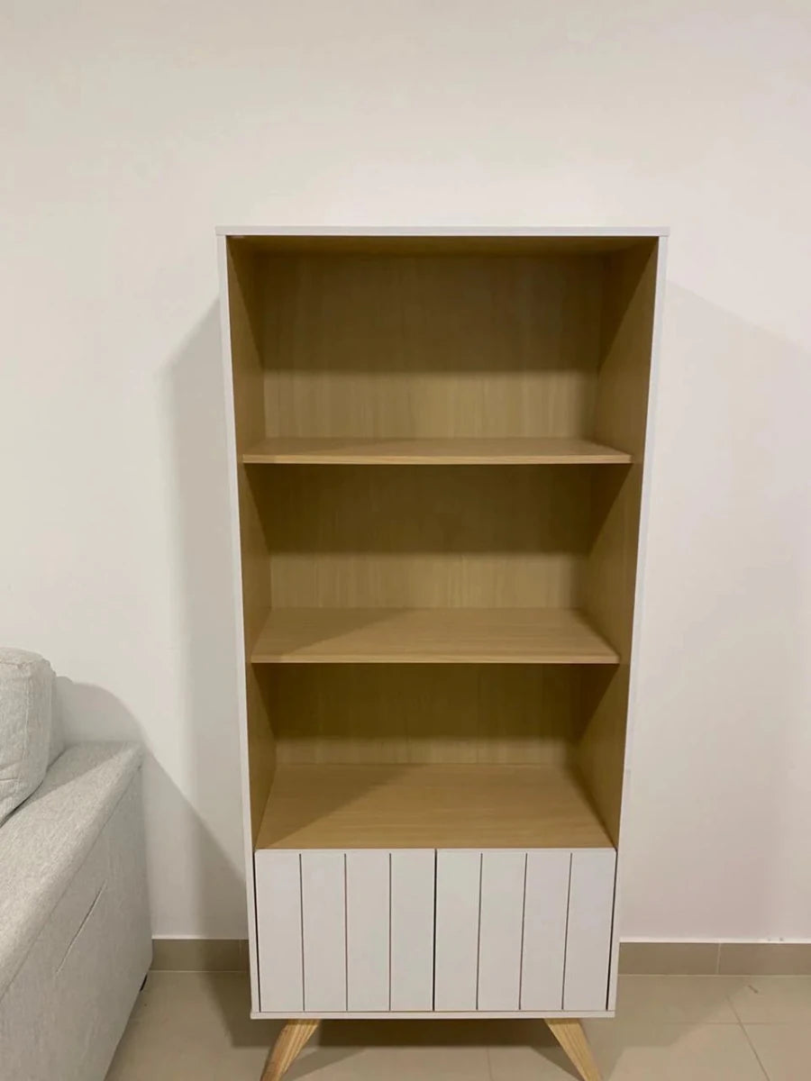 Pan Home Shelving Unit | White & Wood Grain - althahanifurniture