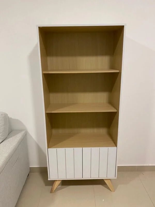 Pan Home Shelving Unit | White & Wood Grain - althahanifurniture