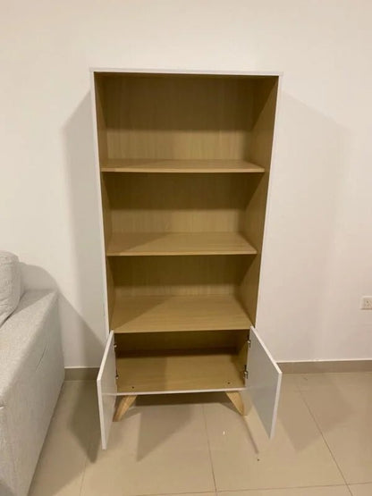 Pan Home Shelving Unit | White & Wood Grain - althahanifurniture