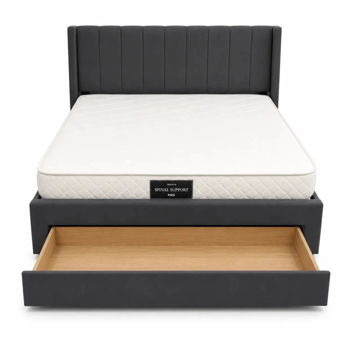 Pan Home Syran Smart Queen Bed with Drawer | Grey, 160x200 cm - used 4 months - Al Thahani Furniture