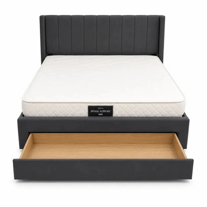 Pan Home Syran Smart Queen Bed with Drawer | Grey, 160x200 cm - used 4 months - Al Thahani Furniture