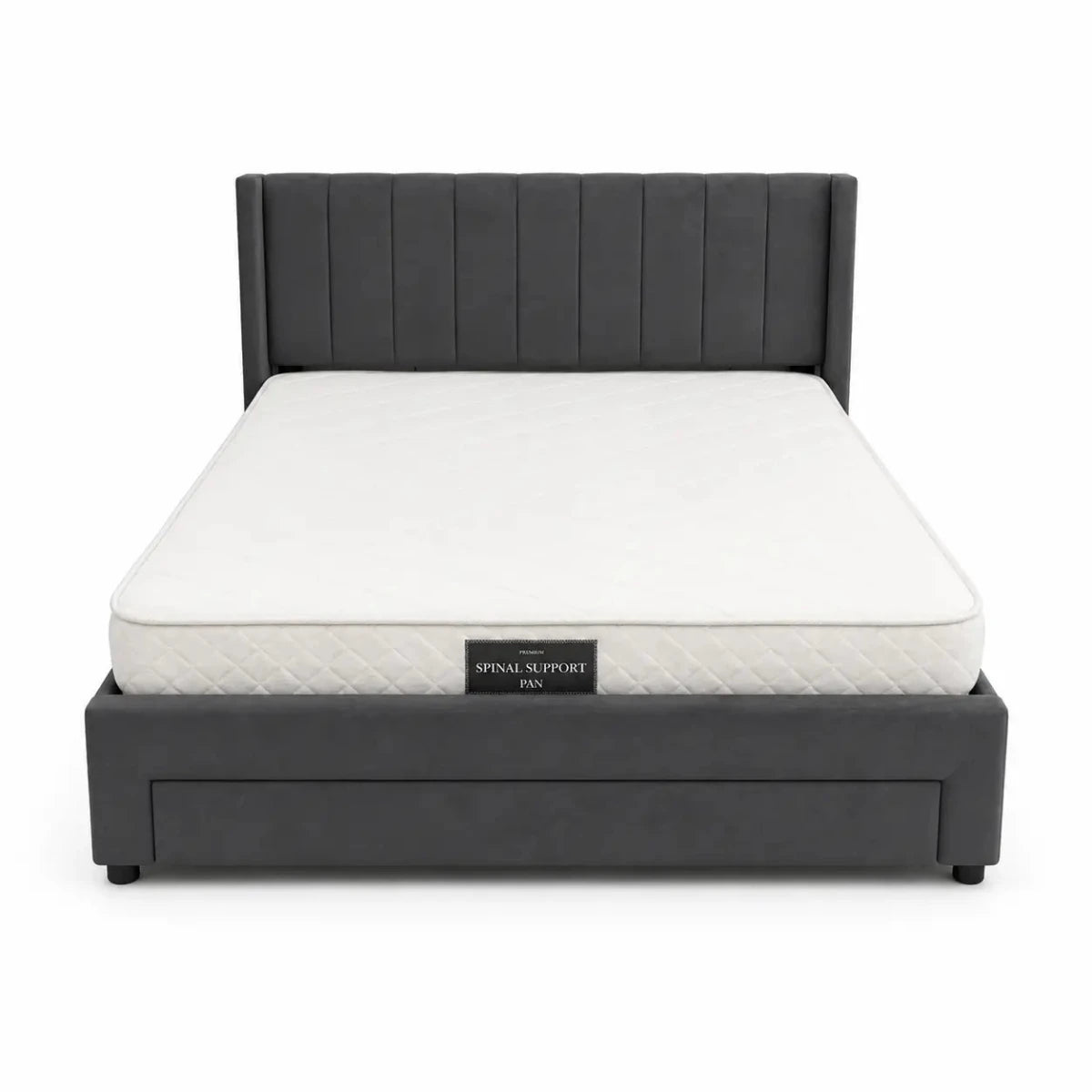 Pan Home Syran Smart Queen Bed with Drawer | Grey, 160x200 cm - used 4 months - Al Thahani Furniture