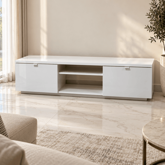 PAN Home White TV Unit with 2 Doors & 2 Open Shelves - Al Thahani Furniture