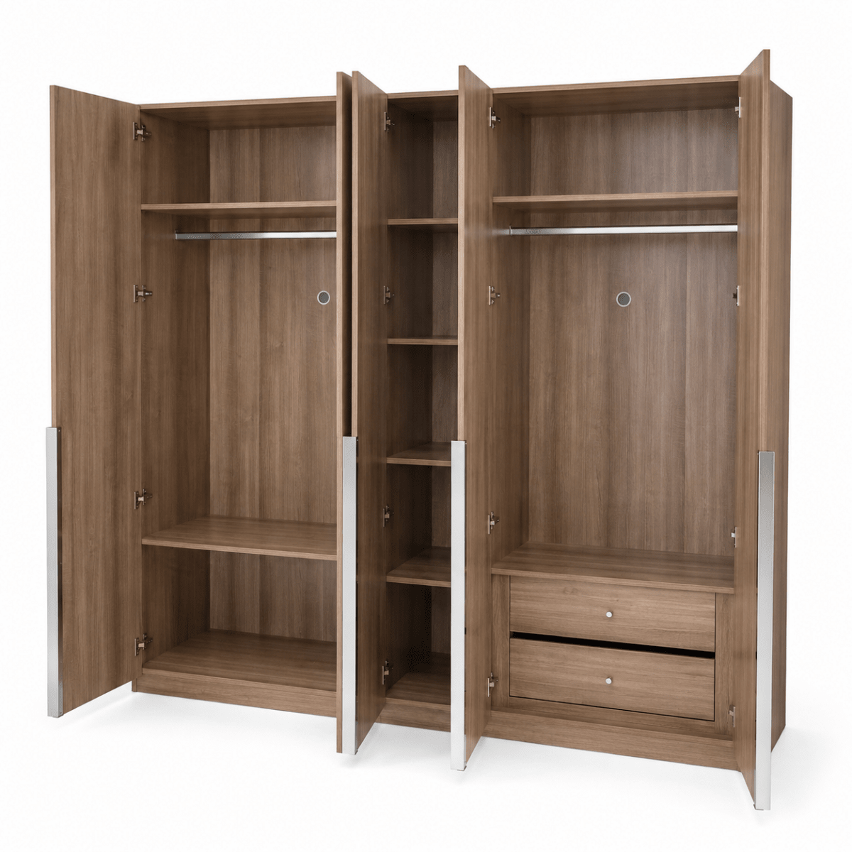 Pan Home Wrenley 5-Door Wardrobe with Drawers – Natural Wood - Al Thahani Furniture