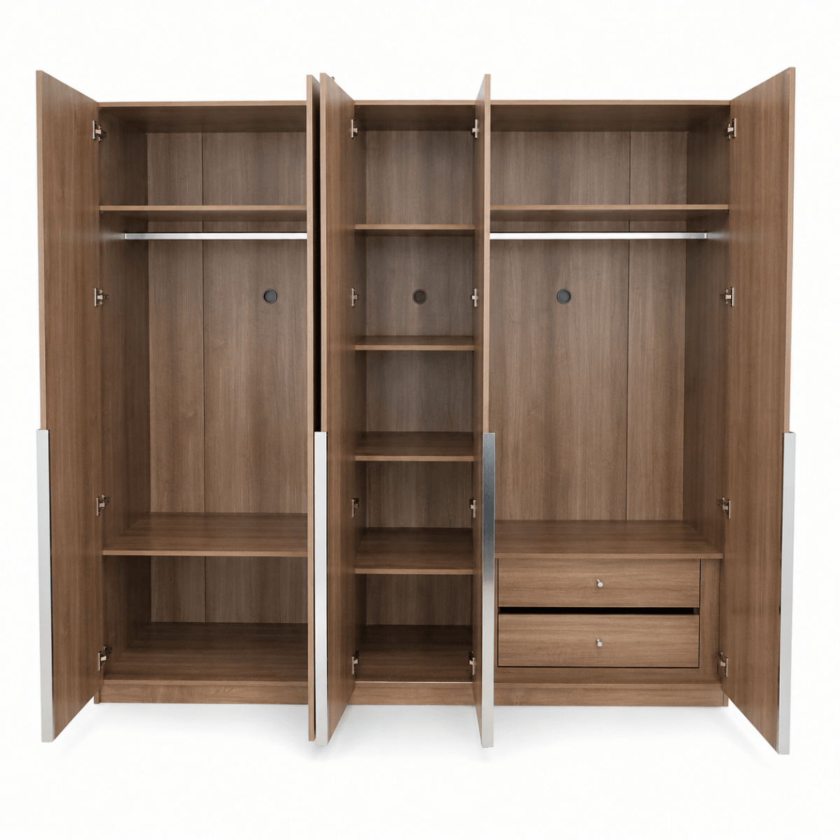Pan Home Wrenley 5-Door Wardrobe with Drawers – Natural Wood - Al Thahani Furniture
