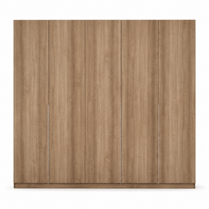 Pan Home Wrenley 5-Door Wardrobe with Drawers – Natural Wood - Al Thahani Furniture