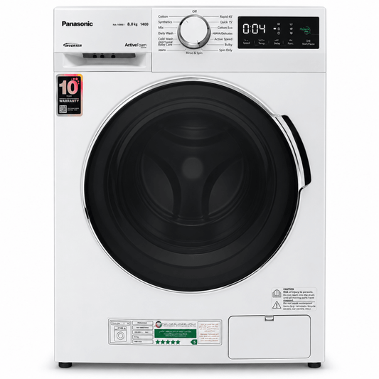 Panasonic NA-16MG1WAE 8kg Front Load Inverter Washing Machine – 1400 RPM – White - Al Thahani Furniture