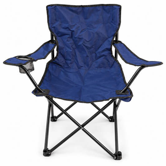 Portable Folding Camping Chair with Armrests & Cup Holder – Blue - Al Thahani Furniture