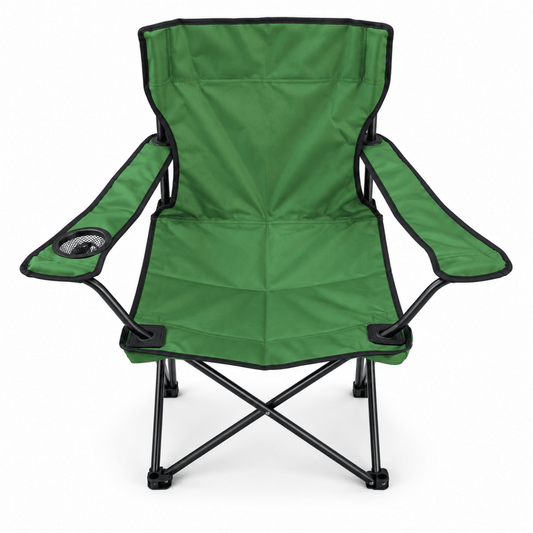 Portable Folding Camping Chair with Armrests & Cup Holder – Green - Al Thahani Furniture