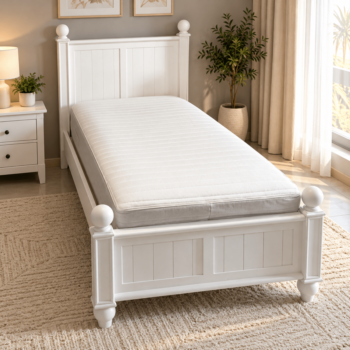 Pottery Barn Kids Catalina Twin Bed – Simply White – 99 × 191 cm Mattress Size - Al Thahani Furniture