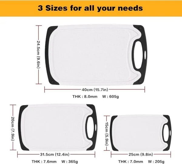 Prestige 3 - Piece Plastic Cutting Board Set | Color - Coded & Dishwasher Safe - althahanifurniture