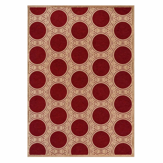 Purav Light Premium Cotton Area Rug | Red Geometric Circle, 150x220 cm - used 6 months - Al Thahani Furniture