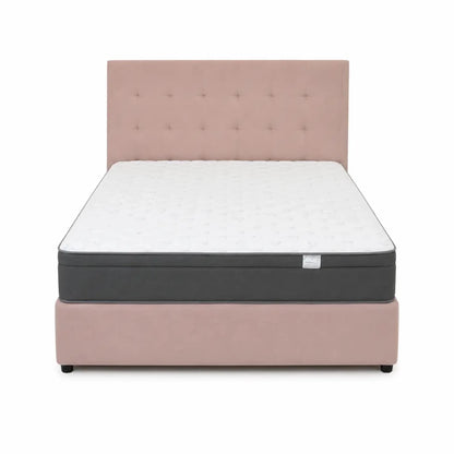 Queen Bed with Rose Pink Tufted Headboard & Mattress | 155x205 cm - used 4 months - Al Thahani Furniture
