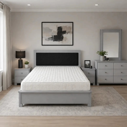 Queen Bedroom Set (Light Grey & Charcoal) – used 8 months - Al Thahani Furniture