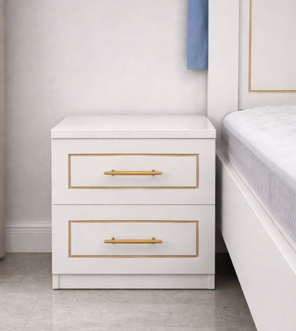 Queen Bedroom Set | Modern White Panel Design with Solid Wood 4 - Door Wardrobe, Brand New,160x200cm - althahanifurniture