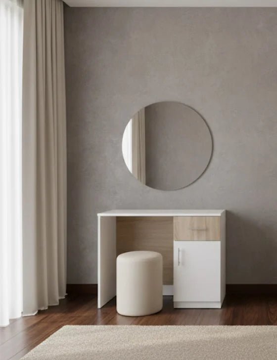 Queen Bedroom Set | Modern White & Wood Design with 4 - Door wardrobe, Brand New, 160x200cm - althahanifurniture