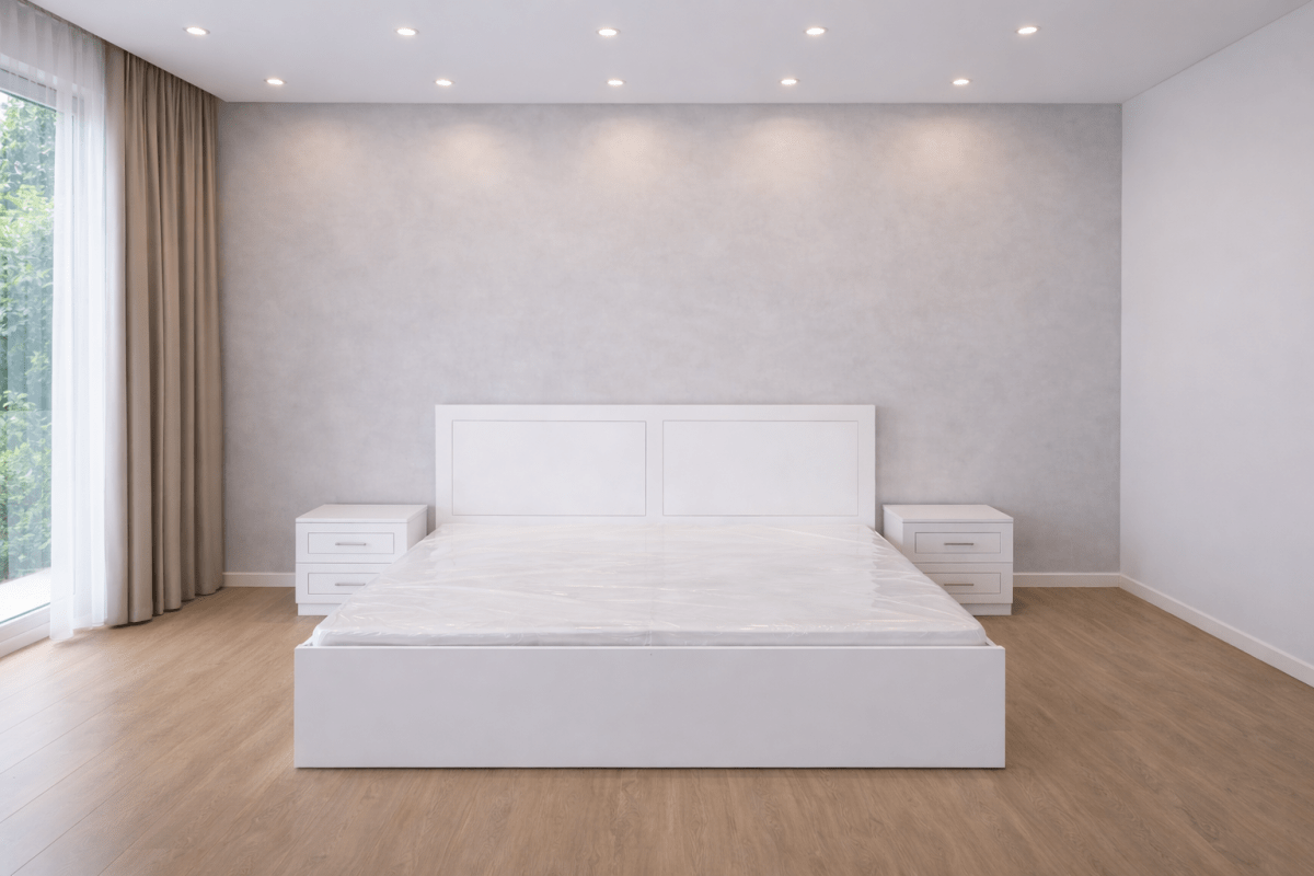 Queen Bedroom Set | Premium White & 4 Door Wardrobe, Brand New, AFT Pentair Series,160x200cm - althahanifurniture