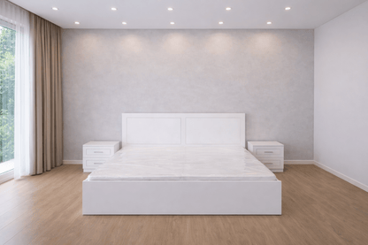 Queen Bedroom Set | Premium White & 4 Door Wardrobe, Brand New, AFT Pentair Series,160x200cm - althahanifurniture