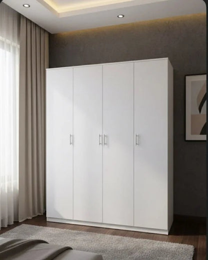 Queen Bedroom Set | Premium White & 4 Door Wardrobe, Brand New, AFT Pentair Series,160x200cm - althahanifurniture